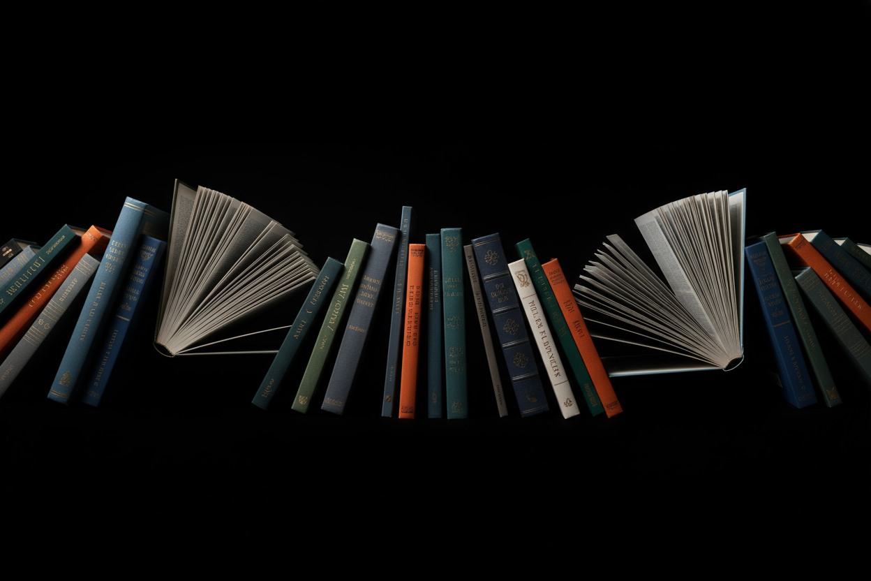 Ksiązki na czarnym tle